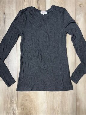 Goldie Lewinter Signature Slub Rib Long Sleeve Boy Tee Gray Size Small